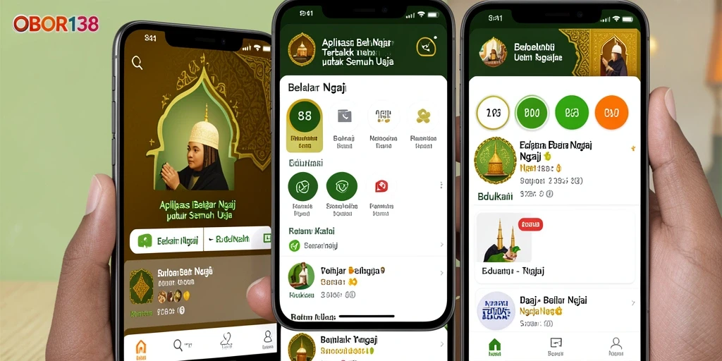 Antarmuka pengguna OBOR138 yang ramah dan interaktif untuk belajar ngaji.