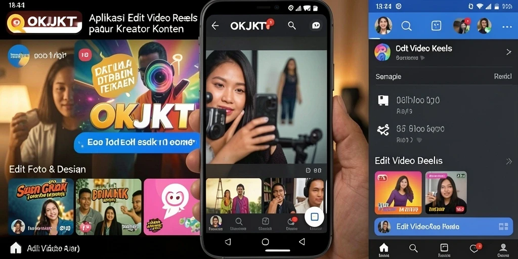 Tampilan antarmuka utama OKJKT untuk Edit Video Reels yang mudah digunakan.