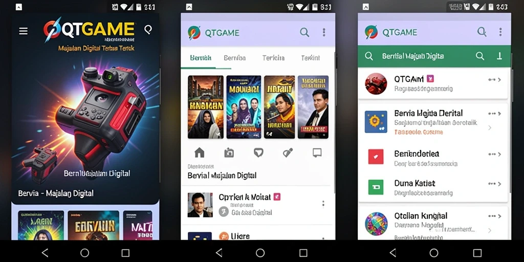 Tampilan antarmuka QTGAME dengan berita menarik dan interaktif.
