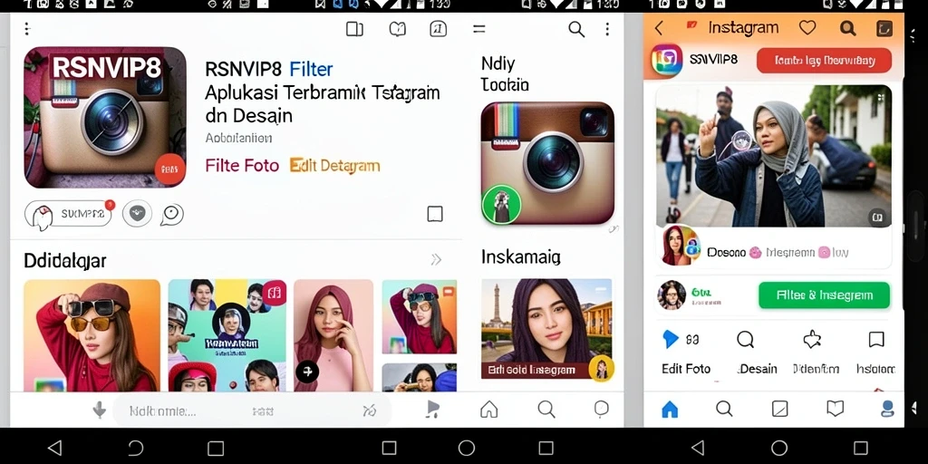 Tampilan antarmuka RSNVIP8 dengan filter Instagram yang menarik.