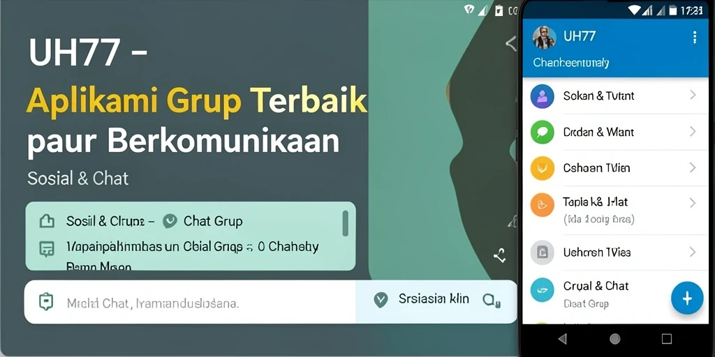 Tampilan UI aplikasi UH77 dengan fitur Chat Grup yang menarik